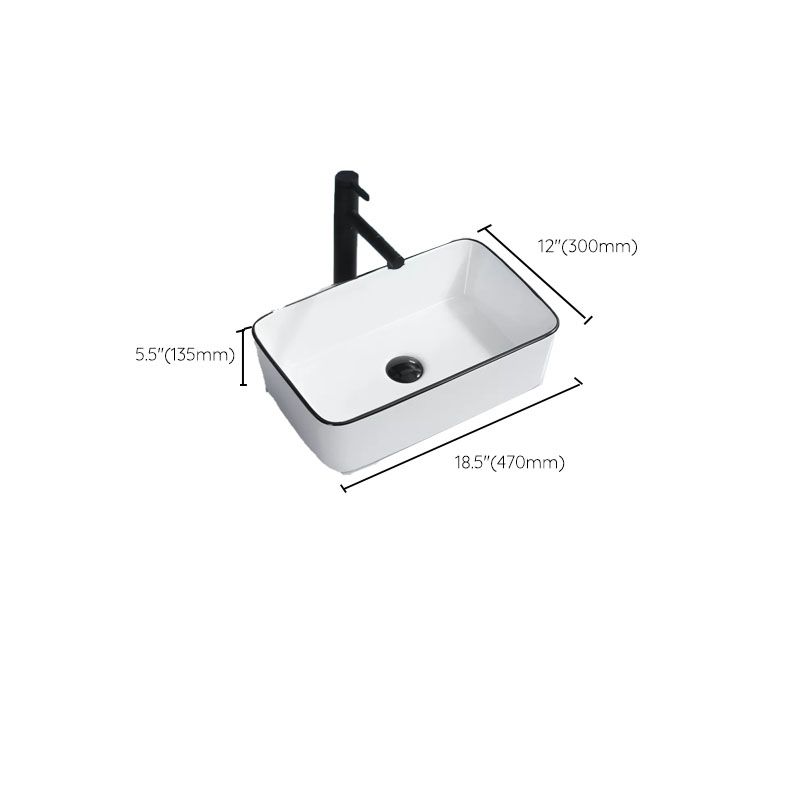 Bathroom Sink Ceramic Black Edging Anti-spill Rectangular Rod Single Handle Faucet Sink