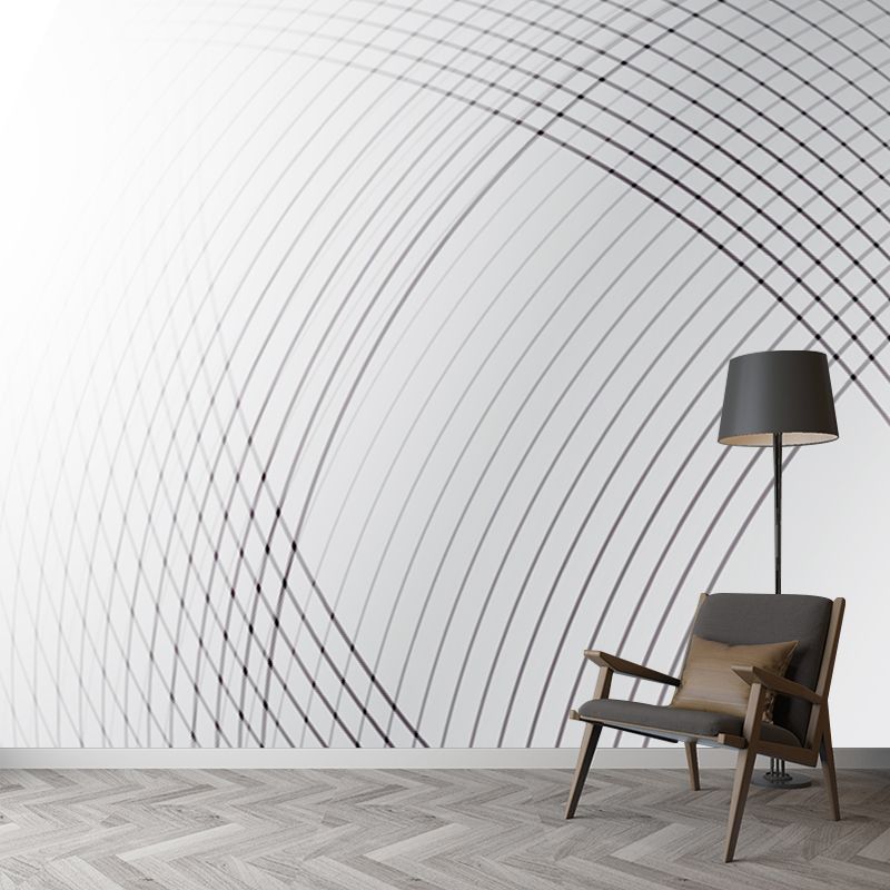 Whole Web Wall Paper Murals Modern Style Clean Line Art Wall Decor in Black on White