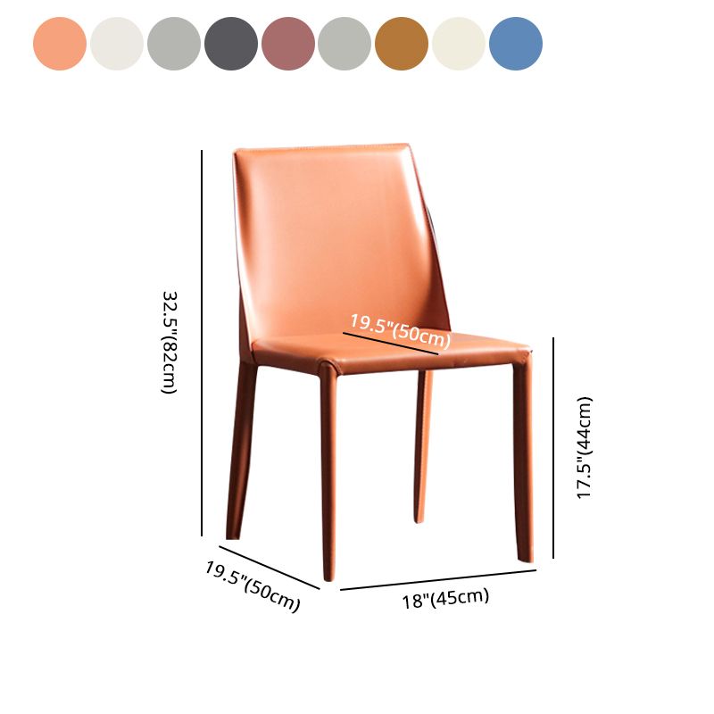 Silla sin brazos de comedor de metal moderno, silla lateral de comedor de cuero para uso en restaurantes
