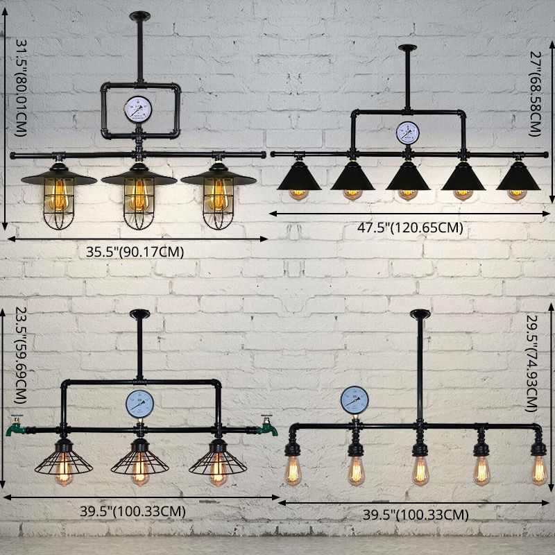 Linear Island Lighting Fixtures Industrial Metal Pendant Lighting for Restaurant