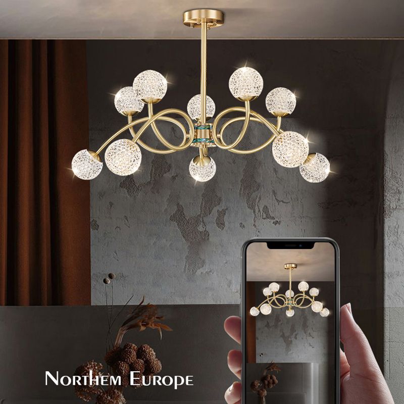 Gold Deckenhängung Lampe Moderne Globe Form Metall Kronleuchter Beleuchtung