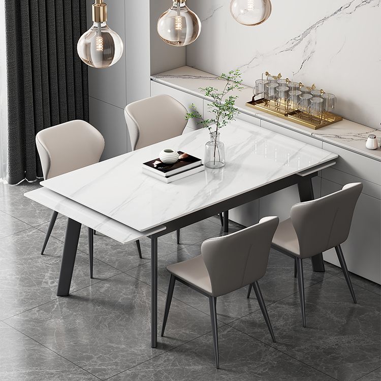 Contemporary 1/2/5/7 Pieces Furniture Rectangle Stone Dining Set in White