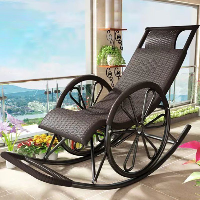 Mid-Century Modern Rattan Rocking Chair Metal Rocking Chair for Living Room