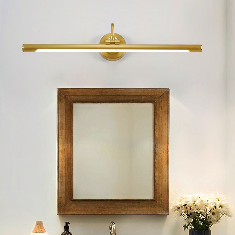 Linear Metal Wall Sconce Modern Style 1 Light Mirror Wall Mount Light Fixture in Brass