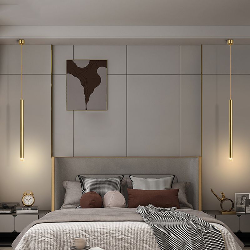 Luz de cilindro Luz contemporánea de estilo contemporáneo 1 accesorio de iluminación colgante de luz en oro