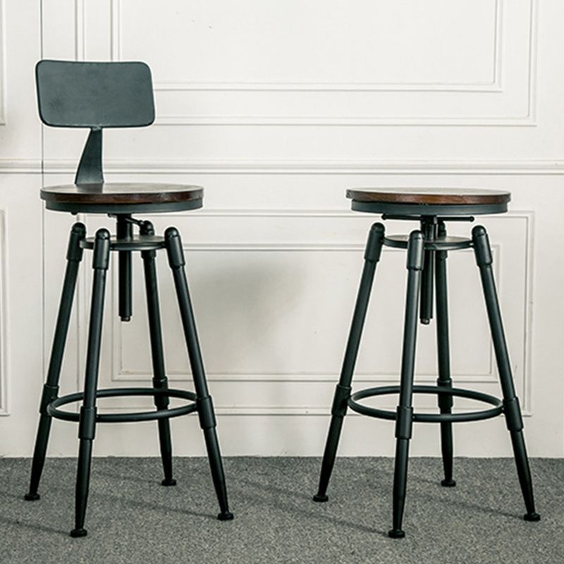 Taburete de bar para cafetería, reposapiés, altura ajustable, taburete con patas de hierro