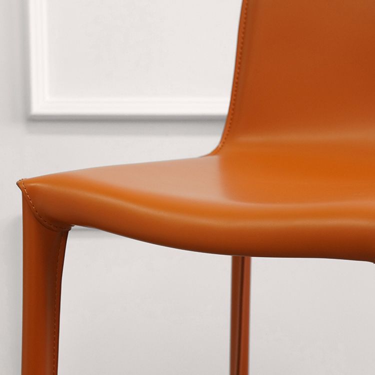 Modern Armless Faux Leather Low Back Bar Stools with Metal Base