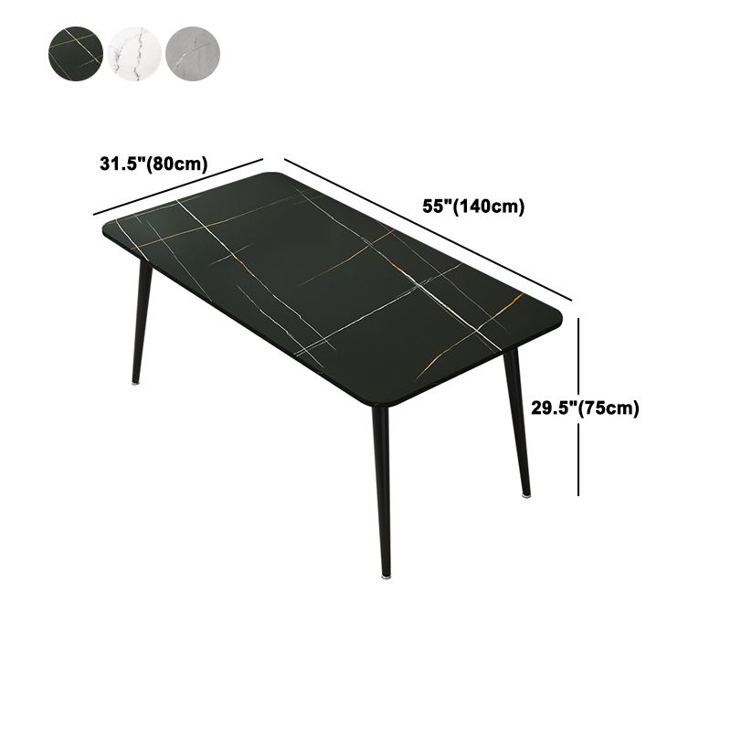 Rectangle Stone Top Dining Table Modern Black Base Dining Table for Living Room