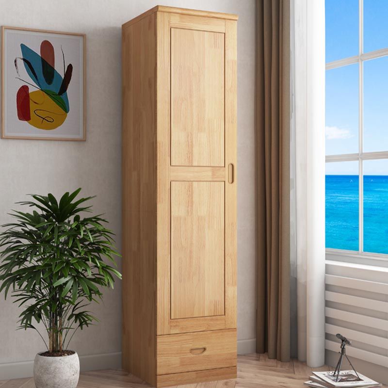 74.8"H Traditional Rubberwood Storage Cabinet with Garment Rod Matte Finish Cabinet