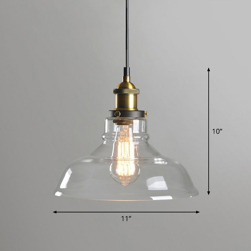 1 Head Suspension Lighting Retro Style Pot Lid Clear Glass Hanging Pendant Light Fixture