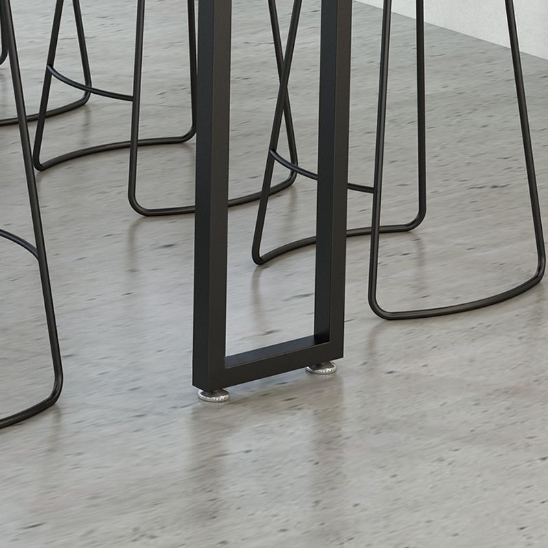 Rectangular Bar Height Table Black Legs and Metal Base Bistro Bar Table for Dining Room