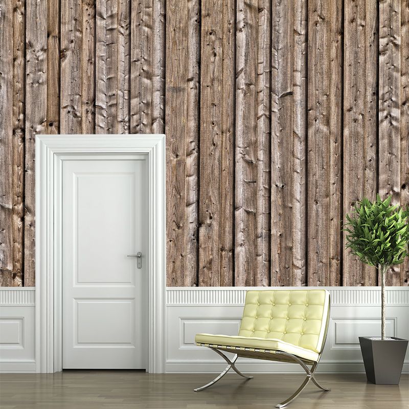 Mildew Resistant Wood Texture Mural Industrial Style Home Decor for Sitting Room