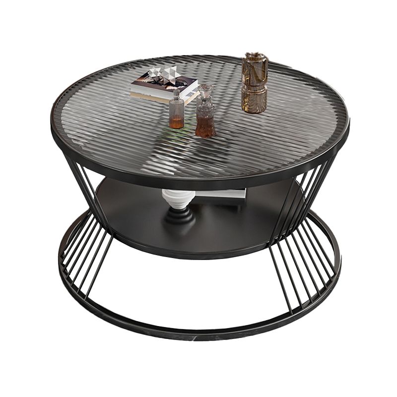 Glass and Metal Single Coffee Table Tropical Frame Coffee Table with Shelf