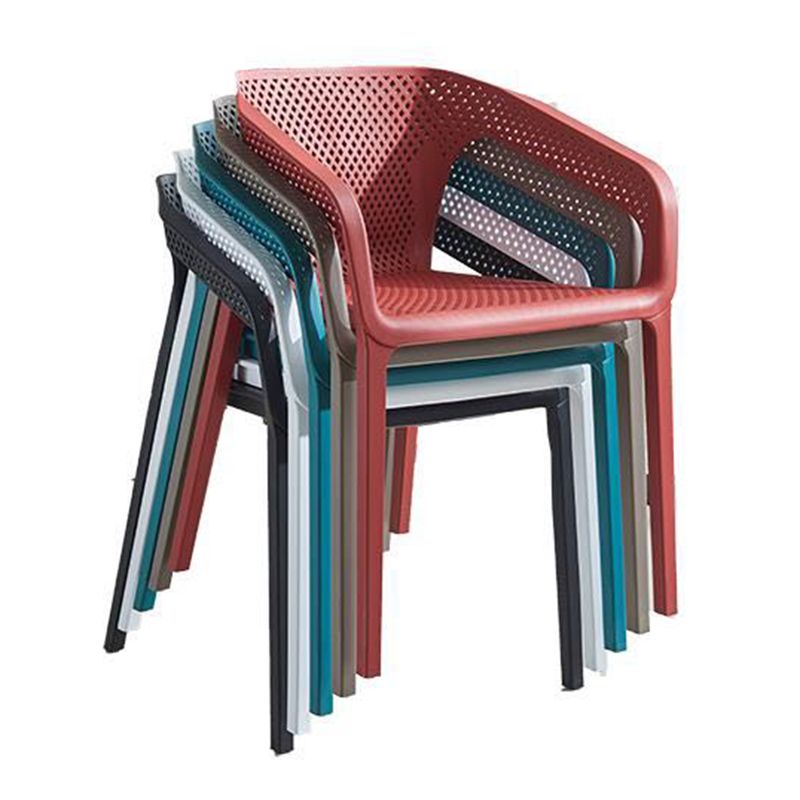 Contemporary Style Dining Room Plastic Arm Chair Multicolor Stacking Dining Chair
