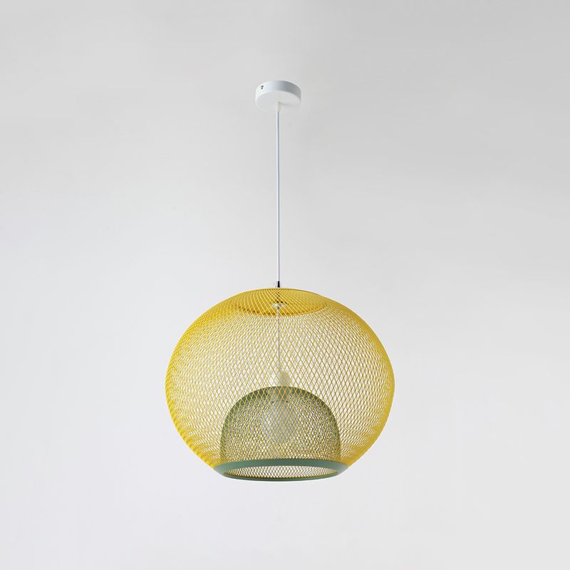 Éclairage à mailles de fil de fer Light Macaron Style 1 Hier Globe Suspension Lumière