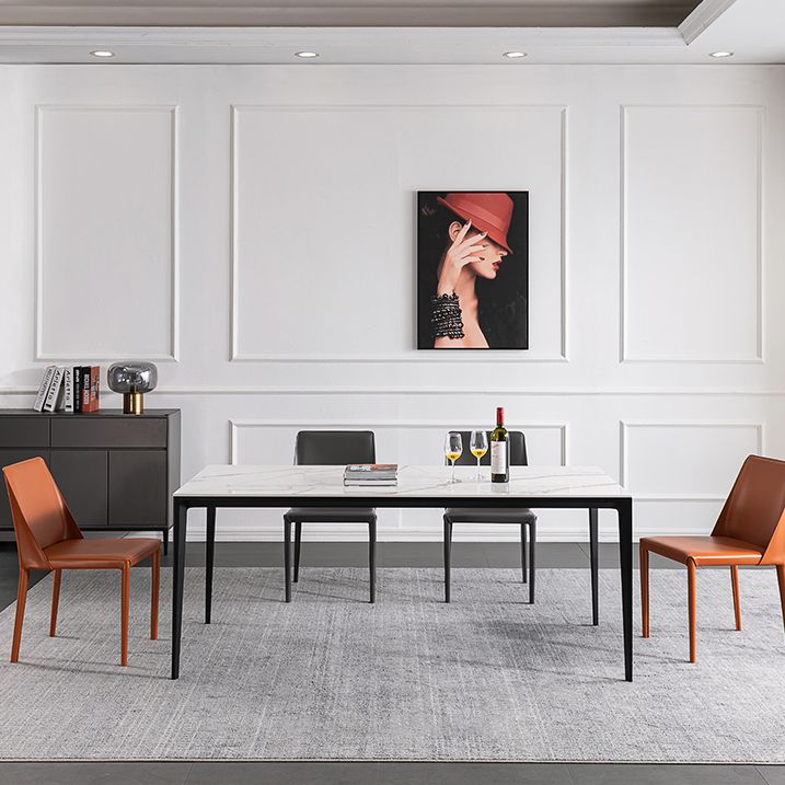 Mesa de comedor de piedra sinterizada de estilo industrial Mesa Base Metálica Mesa Rectángulo