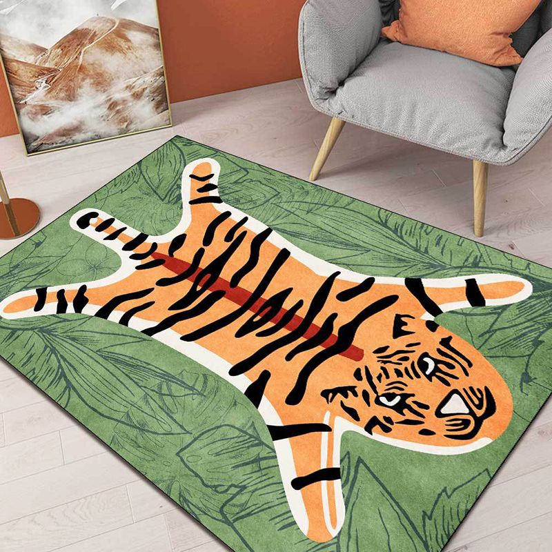 Individuality Tiger Pattern Rug Modern Creative Area Rug Anti-Slip Backing Carpet for Home Decor