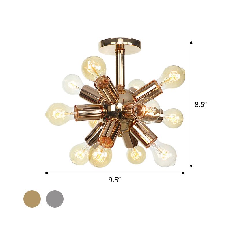 Chroom/gouden Sputnik semi-inbouw vintage ijzer 6/9/12 lichten restaurant verzonken plafondlamp armatuur