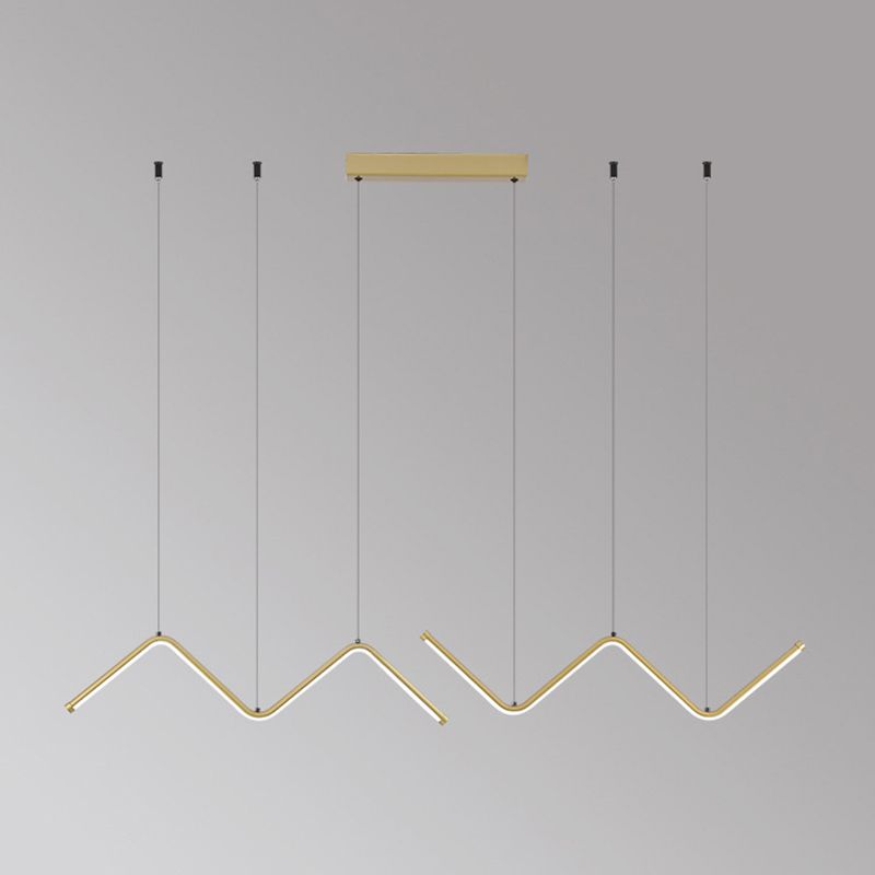 Linear Shape Chandelier Lighting Modern Style Metal 2 Lights Pendant Light in Gold/Black