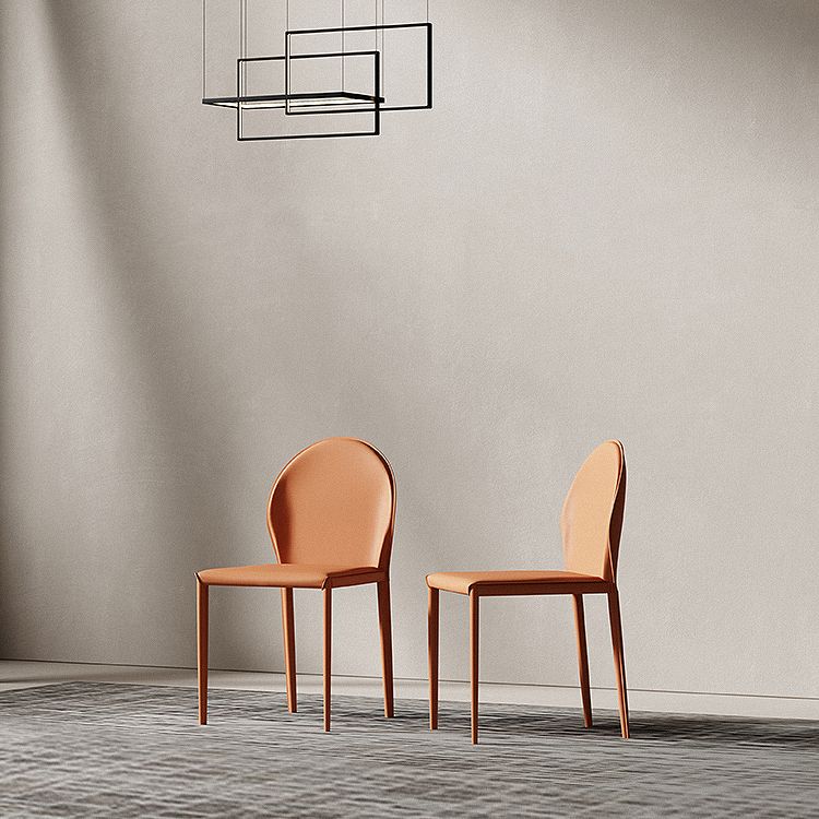 Sillas de comedor de cuero de estilo minimalista, sillas laterales sin brazos con respaldo sólido para uso doméstico