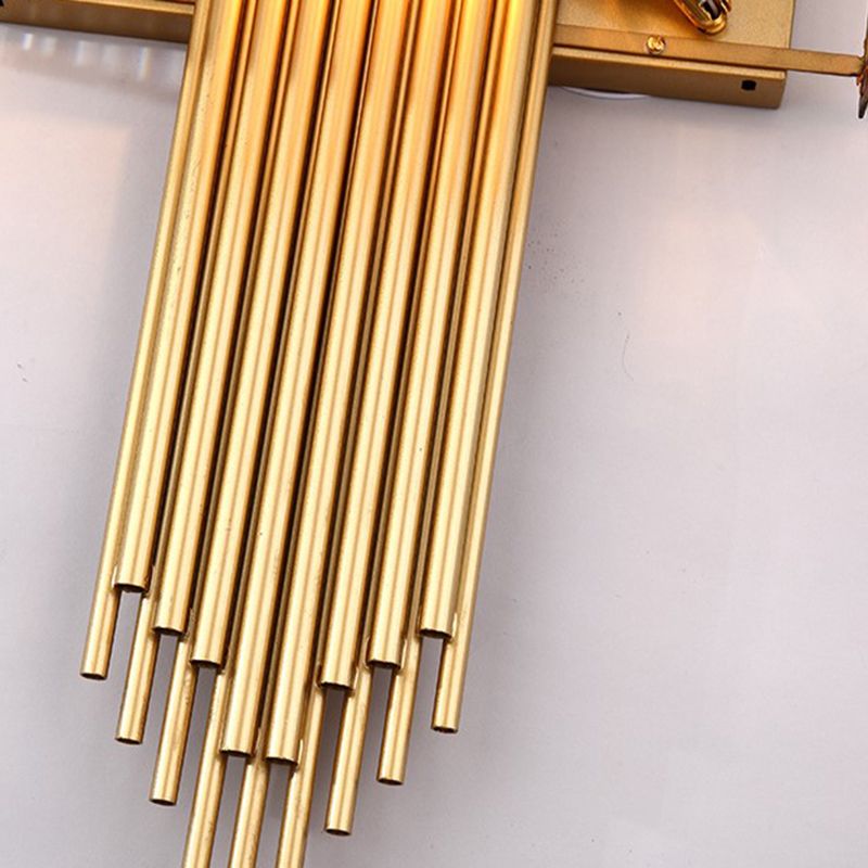 Unique Shade Crystal Wall Sconce Modern Style 2 Lights Wall Mounted Light in Gold