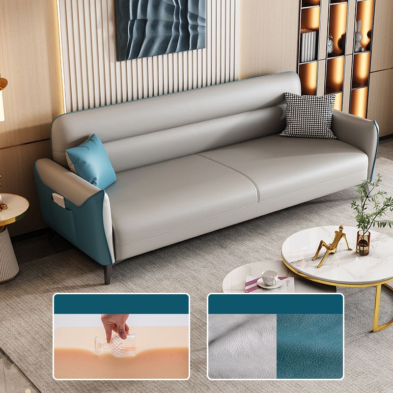 32.3" H 3-seater Faux Leather Square Arm Sofa for Living Room with storage