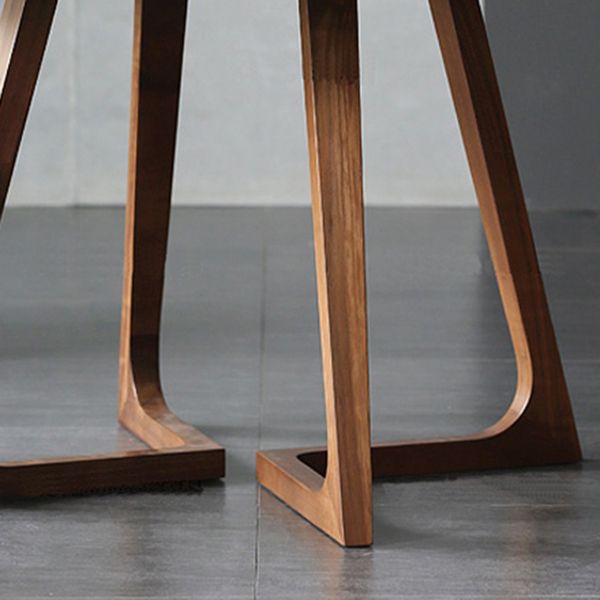 Round Double Pedestal Modern Table Fixed Table with Solid Wood