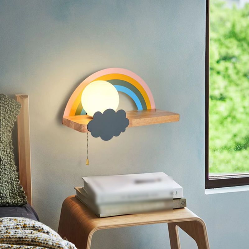 Modern Style Wooden Wall Light Fixture Creative Wall Light Sconce for Child's Room