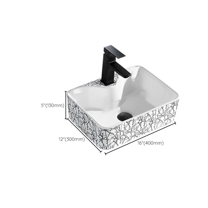 Contemporary Bathroom Sink Porcelain Rectangular Vessel Sink(Not Including Faucet)
