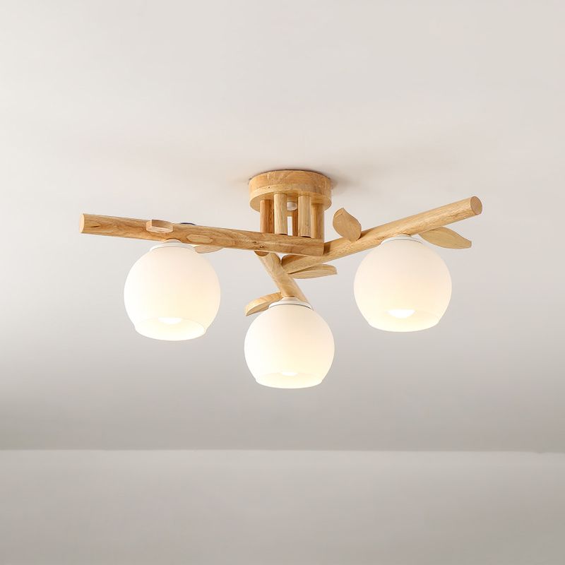 Contemporary Wood Ceiling Light Flush Mount Lighting for Bedroom