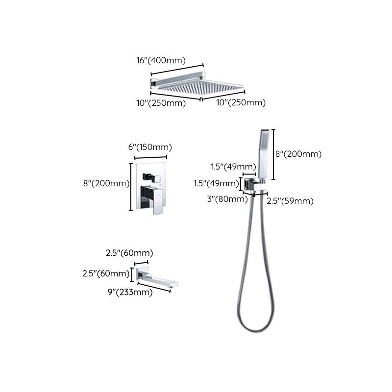 Modern Shower Trim Brass Temperature Control Handheld Shower Head Shower Combo