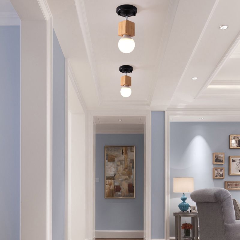 Modern Simple Wall Lamp Wooden Wall Vanity Lights for Powder Room Washroom