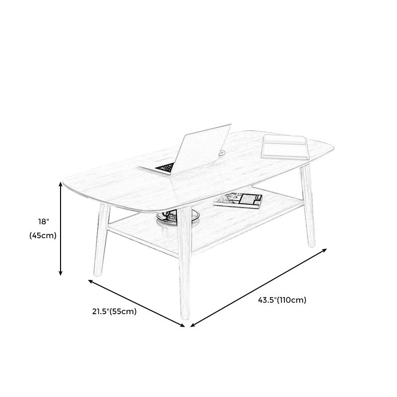 Modern 4 Legs Rectangular Coffee Table with Storage Cocktail Table