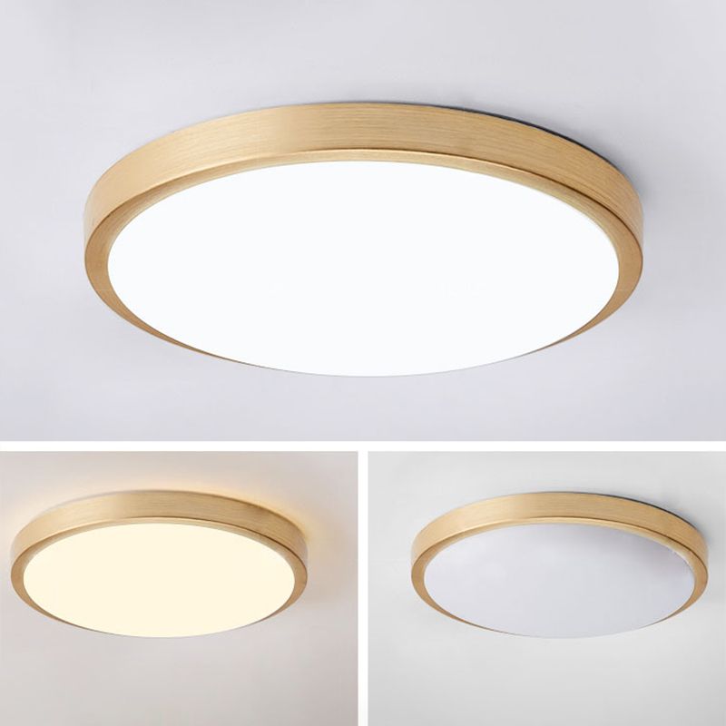 Luminaire encastré rond pour salon en métal LED plafonnier moderne en or