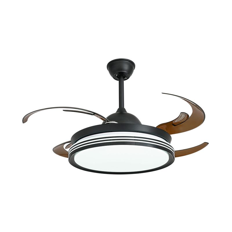 48 "W Contemporary Circle hanger ventilatorlamp LED Acryl Semi Flush Mount plafondlicht in zwart/wit/nikkel voor slaapkamer, 8 messen