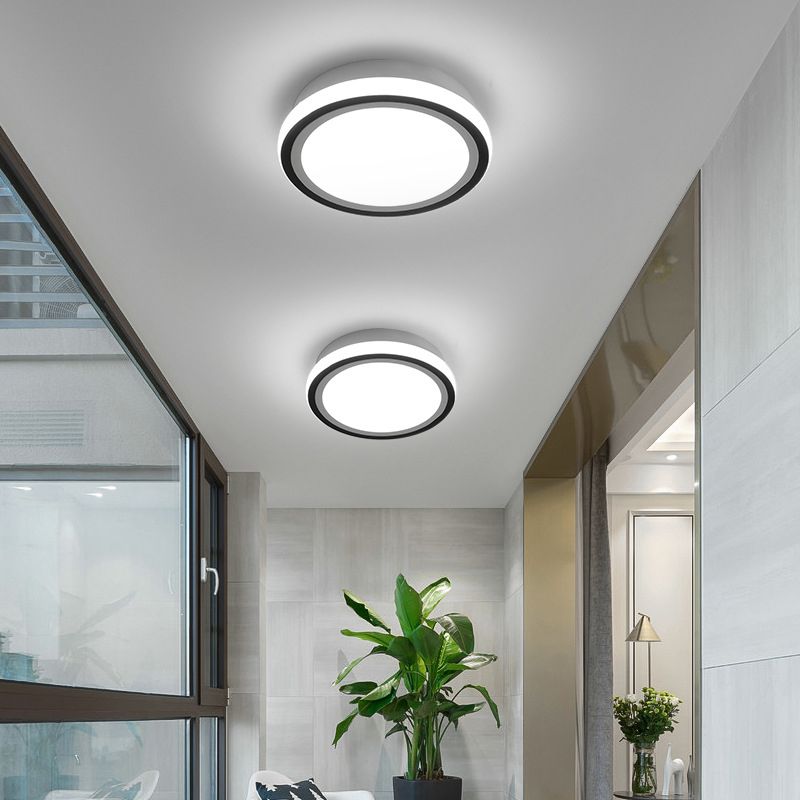 Geometrische plafondlamp Minimalistisch metalen LED-gangpad-plafondgemonteerd armatuur in zwart