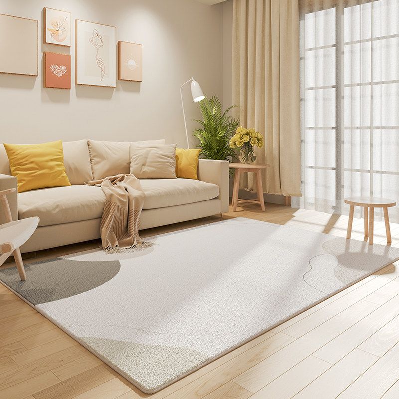 Minimalist Casual Color Indoor Rug Non-Slip Backing Machine Washable Carpet Polyster Rug