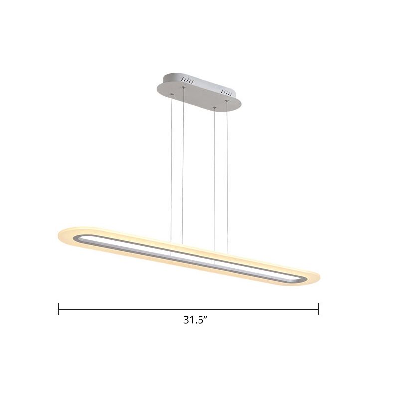 Acrylic Oblong LED Suspension Light Fixture Minimalist Style Hanging Lamp over Island
