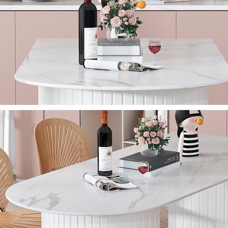 Modern Oval Dining Table Wood Double Pedestal Home Kitchen Dinner Table in White