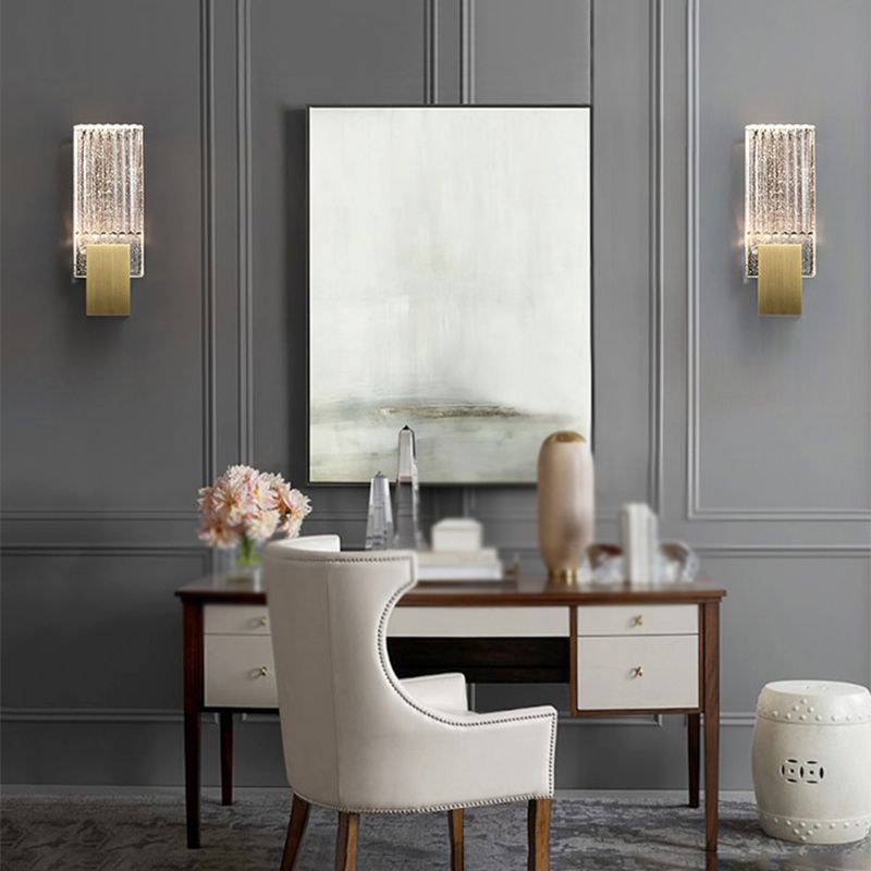 Modernism Metal Wall Mounted Sconce Crystal Shade Wall Light for Foyer