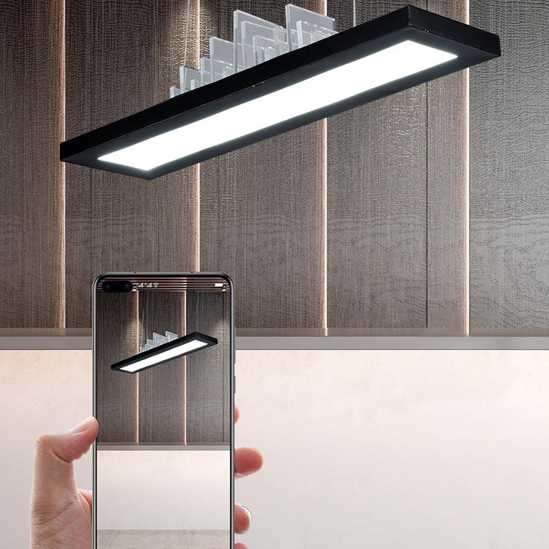 Rectangular LED Island Light Fixture Simplicity Acrylic Black Pendant Light for Dining Room