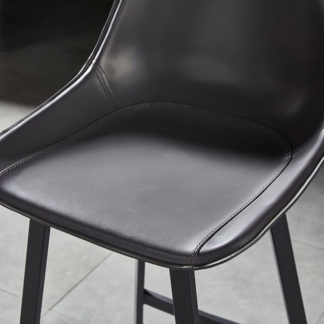 Faux Leather Counter Stool Modern Style Low Back Barstool with Metal Legs