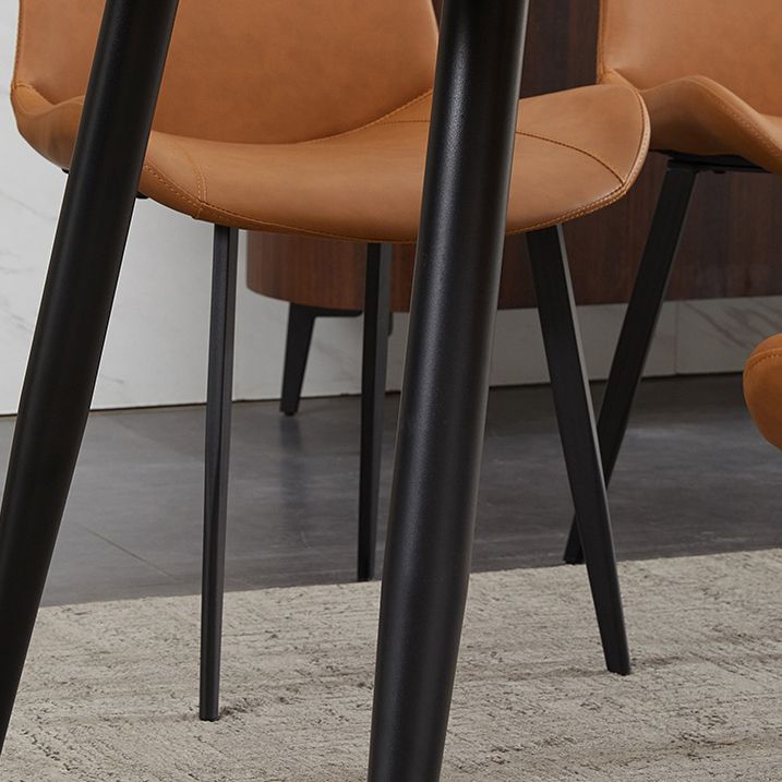 Modern de mesa de comedor negro de piedra sinterizada con mesa rectangular y 4 patas base de comedor para el hogar