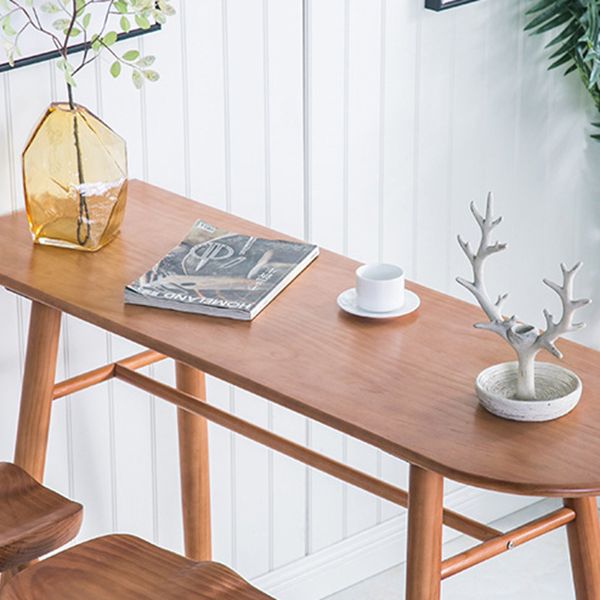 Contemporary Brown Wood Bar Table Free Form Counter Height Table with 4 Legs