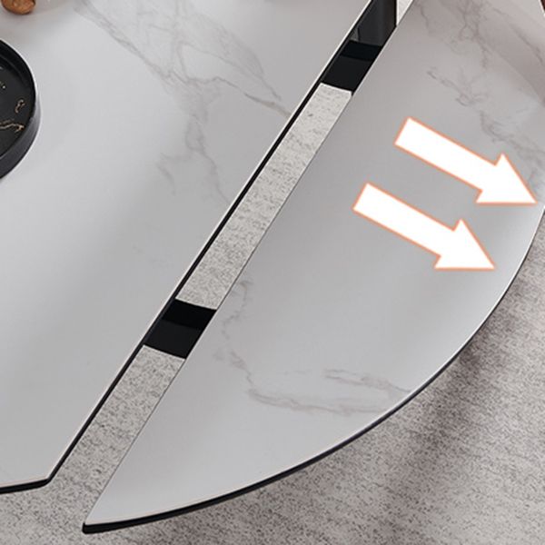 Slate and Wood Table Modern Minimalist Home Retractable Round Dining Table