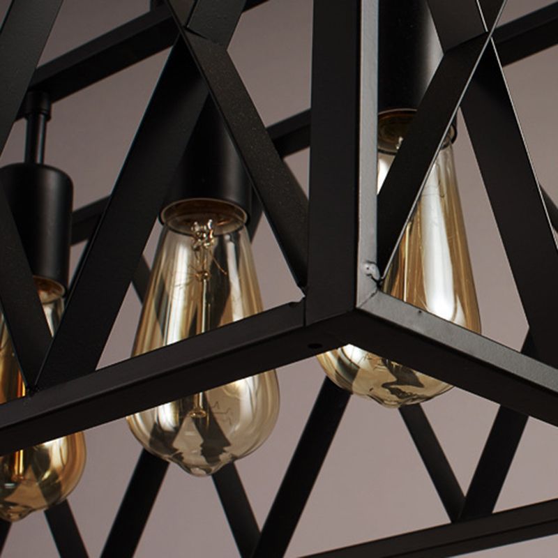 4 / 6 - Light Dark Black Kitchen Island Fixture Industrial Iron Rectangle Ceiling Pendant