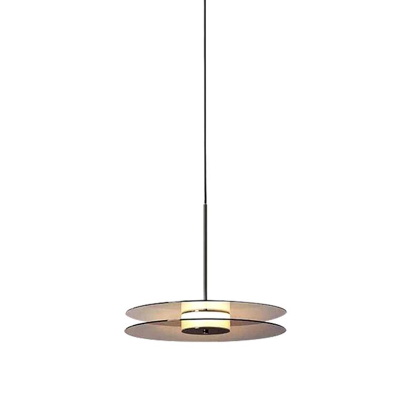 Modern Creative LED Pendant Light Wrought Iron Circular Hanging Lamp with Glass Shade