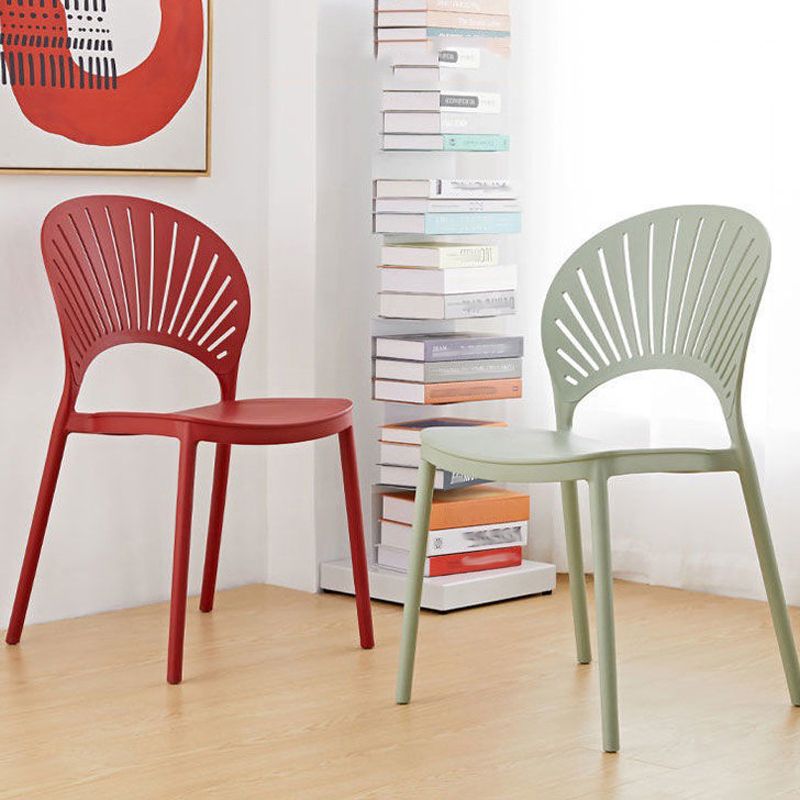 Plastic Dining Chair Modern Style Open Back Dining Side Chair