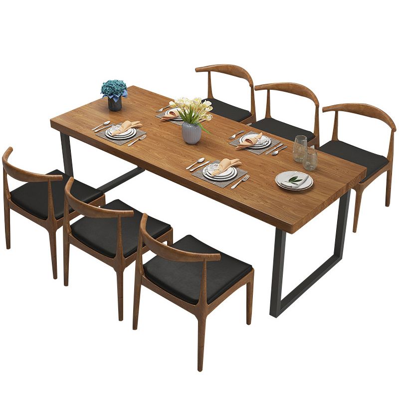 Modern Wood Dining Set 1/2/7 Pieces Brown Dinette Set with Wooden Chairs