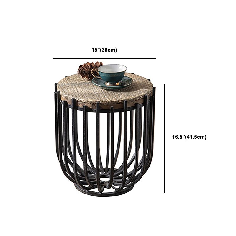French Country Distressed Rattan Coffee Table Frame Metal Cocktail Table
